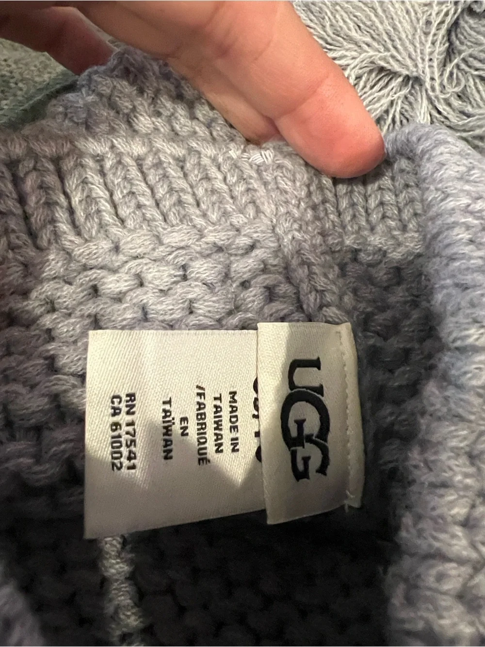 UGG Beanie One Size Light Gray Knit Pom Pom Hat NWT